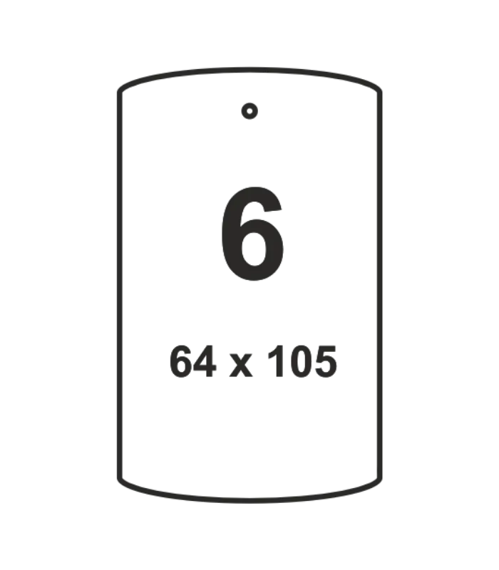 Oblik 6 – vertikalni brendirani automiris zaobljenih linija 64 × 105 mm